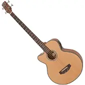 Gear4Music Electro Acoustic Left Handed Bass Guitar by Natural