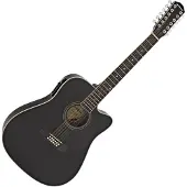 Gear4Music Dreadnought Cutaway 12 String Electro Acoustic Guitar by Black