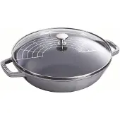 Staub cast iron wok with lid - 30 cm Graphite