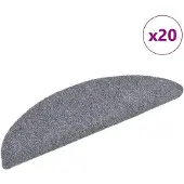 vidaXL Tapis d'escalier autocollants 20 pièces 56 x 17 x 3 cm Gris clair Demi-rond