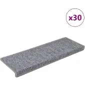 vidaXL Tapis d'escalier 30 pièces 65 x 21 x 4 cm Gris clair Bord rectangulaire