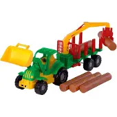 Cavallino Tracteur jouet classique avec remorque et bois 61cm - Tracteur