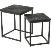 Jline Tables d'appoint Bois-Fer Noir Shanil (2 pièces)