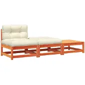 vidaXL Canapé de jardin sans accoudoirs avec coussins et tabourets