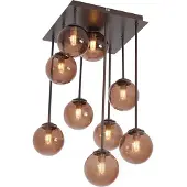 QAZQA Plafonnier design bronze avec verre bronze 9 lumières - Athènes