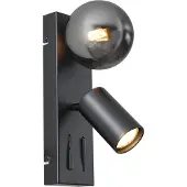 QAZQA Applique murale moderne noire 2 lumières inclinable avec port USB-C - Lesly