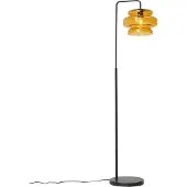 QAZQA Lampadaire rétro noir avec verre orange - Denise