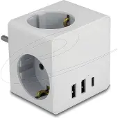 DeLOCK 11496 Steckdosenwürfel 3-fach mit Kindersicherung und USB