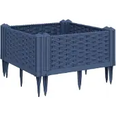 vidaXL Jardinière avec piquets bleu gris 42,5x42,5x28,5 cm PP