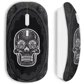 MANIACASE Souris sans fil - Design Tête de mort - Noir - USB wifi - Compatible Mac et PC