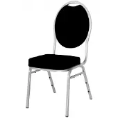 HorecaTraders Chaise empilable | Acier | Noir/Argent | 4 pièces