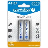 EverActive Piles rechargeables Ni-MH R6 AA 2000 mAh Silver Line - Lot de 2