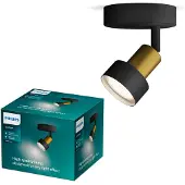 Philips 8720169299870 Conduit, spot mural 1xGU10, noir, laiton, ClickFix