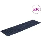 vidaXL Tapis d'escalier autocollants 30 pièces 76 x 20 cm Gris Bleu Rectangulaire