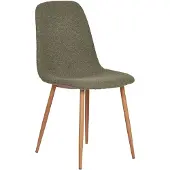 House Nordic Chaise de salle à manger en tissu bouclé vert foncé avec pieds imitation bois