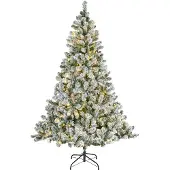 Everlands Arbre de Noël artificiel en pin impérial Everlands - 150cm de haut - Avec neige - 170 lumières LED