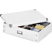 Zeller 17769 Boite de rangement en carton pour cravates et ceintures blanc, 44,5 x 31,5 x 11 cm