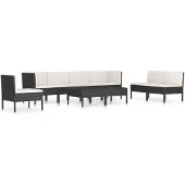 vidaXL Ensemble de salon de jardin 9 pièces avec coussins Poly rotin noir