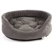 Fera Lit pour chien 47x38x15 cm ovale avec coussin gris