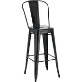 CLP Tabouret de bar Aiden en métal avec repose-pieds, noir