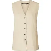 Selected Coton Mélangé Gilet Femme Beige 40