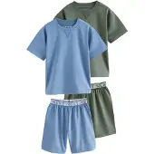 Next Pyjama bleu ciel / vert foncé / blanc