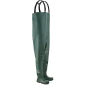 Dunlop Hommes, Bottes en caoutchouc, Waders JobGUARD, hauteur de poitrine, S5 SR taille 42, Vert, (42)