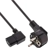 InLine 16752M Netzkabel, Schutzkontakt gewinkelt auf Kaltgerätestecker C13 links abgewinkelt, 0,5m, schwarz