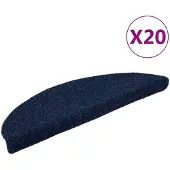 vidaXL Tapis d'escalier autocollants 20 pièces 56 x 17 x 3 cm Bleu marine Demi-rond