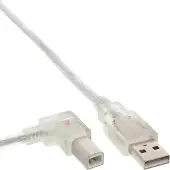 InLine 34520L Câble USB 2.0, A à B plié à gauche, transparent, 2m