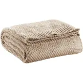 Vivaraise Plaid tricot recyclé Danilo naturel - 130 x 160 cm