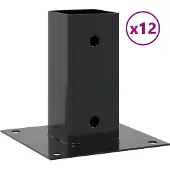 vidaXL Bases de poteau carrées 12 pcs anthracite 61x61 mm