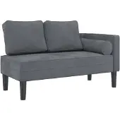 vidaXL Chaise longue avec coussin gris foncé velours