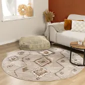 FRAAI Tapis berbère rond - Blend Aztec Beige | Ø 240 cm | Rond | Pile haute