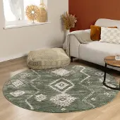 FRAAI Tapis berbère rond - Blend Aztec Green | Ø 100cm | Rond | Pile haute
