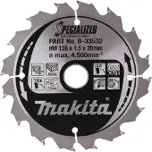 Makita Lame pour Scies Circulaires Bois Specialized 136x20x1,5 16T