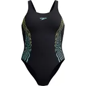 Speedo Placement Muscleback Swimsuit Noir UK 32 Femme