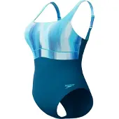 Speedo Shaping Contoureclipse Printed Swimsuit Bleu UK 42 Femme