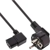 InLine 16752L Netzkabel, Schutzkontakt gewinkelt auf Kaltgerätestecker C13 13 links abgewinkelt, 1,8m, schwarz