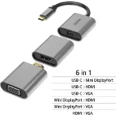 Hama Adaptateur USB-C 6 en 1 mini-DP HDMI VGA
