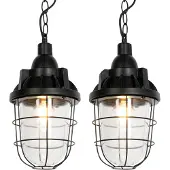 QAZQA Ensemble de 2 lampes suspendues industrielles noires - Cabin