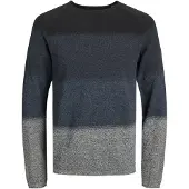 Jack & Jones Pull-over 'JJEHill' marine / bleu foncé / gris / noir