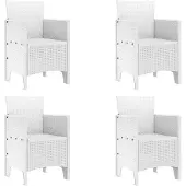 vidaXL Chaise de jardin avec coussin 4 pièces Blanc 53 x 49 x 85 cm Polypropylène