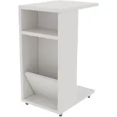 Hannah Home Table d'appoint design Kalune - Epaisseur 18mm - 30x63x40cm - Pieds à roulettes - Blanc
