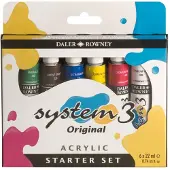 Daler Rowney System3 Ensemble de peintures acryliques 6 x 22 ml