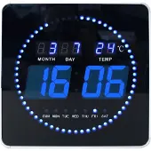 Unilux 400124566 Horloge murale LED FLO LED avec date/température noir(S)