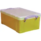 Really Useful Box boîte en plastique avec couvercle, 9 litres, jaune transparent