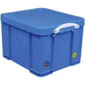 Really Useful Box Box – Boîte de rangement 35 litres, bleu néon avec poignées blanches