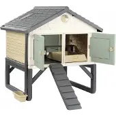 Smoby - Poulailler Life pour 5 poules, jeu d'extérieur pour enfants à partir de 3 ans, fabriqué en plastique recyclé résistant aux UV, avec 4 grandes portes et accessoires