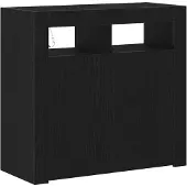 vidaXL Buffet noir aspect chêne 80 x 35 x 75 cm en aggloméré